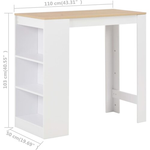  Barski stol s policom bijeli 110 x 50 x 103 cm Slike