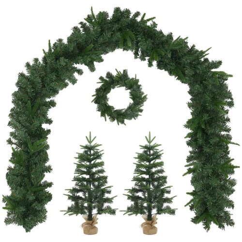  Set mini božićnih drvaca 45 cm PVC i PE Zelena - Zelena 45 cm bez LED svjetala Slike