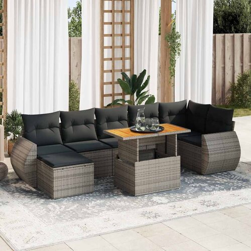 vidaXL 8-dijelni set vrtnih sofa od poliratana s jastucima sivi Cijene
