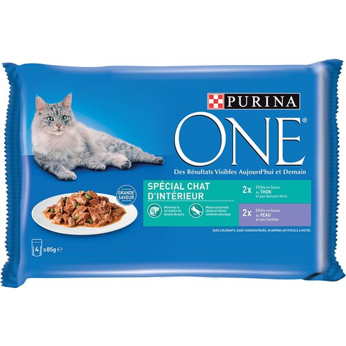 Purina ONE Junior 4 x 85 g - Indoor tuna &amp;amp; teletina Slike