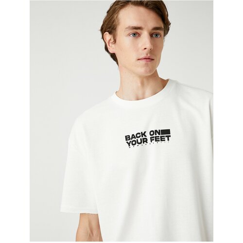 Koton Oversize T-Shirt Slogan Printed Crew Neck Short Sleeve Slike