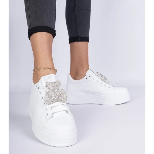 D/CEO marka niezdefiniowana White women's sneakers decorated with a rhinestone teddy Karrot Cene