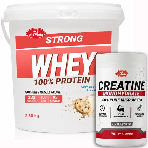 Olympic Strong Whey Protein Cookies & Cream 2.8kg + Creatine Monohydrate 500g Cene