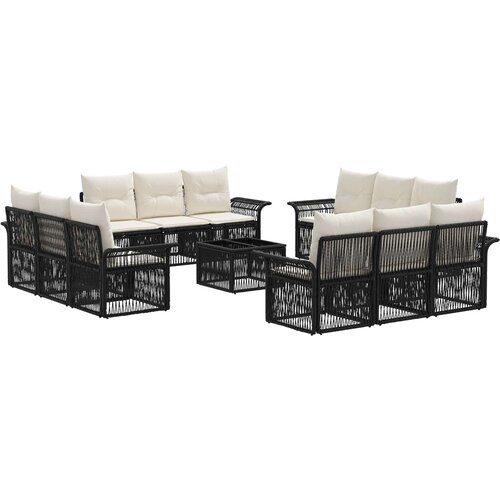 vidaXL Vrtna sedežna garnitura 13 pcs Črna poli ratan, (5000269182) Cene
