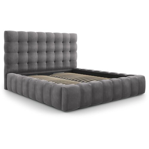 Cosmopolitan Design Siva oblazinjena zakonska postelja s prostorom za shranjevanje in letvenim dnom 200x200 cm Bali – Cene