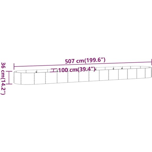  Povi&amp;scaron;ena vrtna gredica od pocinčanog čelika 507x100x36 cm srebrna Slike