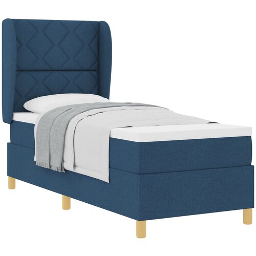 VidaXL Postelja s pomično vzmetnico z blazino Modra 80x200 cm Tkanina, (22083283) Slike