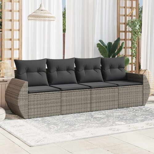 vidaXL 4-dijelni set vrtnih sofa od poliratana s jastucima sivi Cijene