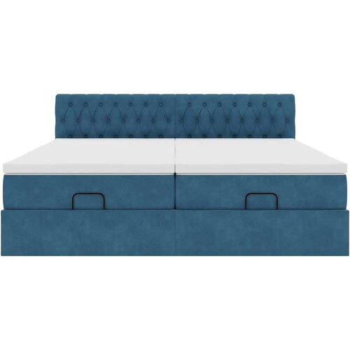 VidaXL otomanski okvir kreveta s madracima plavi 200x200cm bar&amp;scaron;unasti Slike
