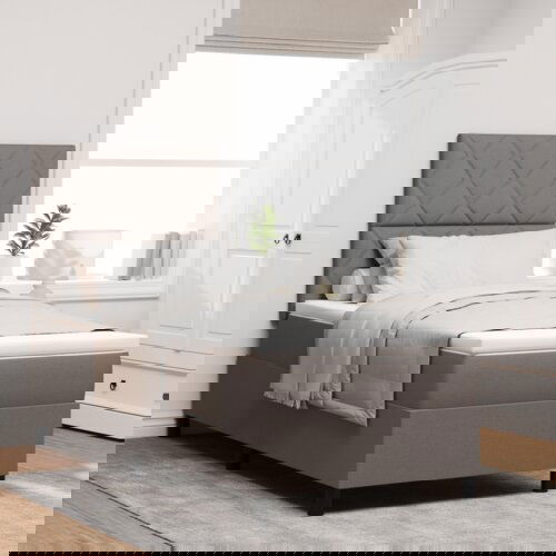  Postelja z vzmetnico in LED Taupe 100x200 cm Tkanina, (22084043) Cene