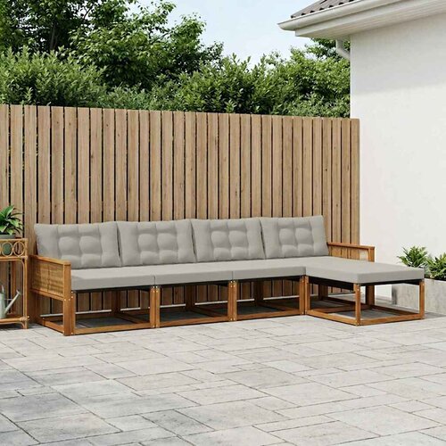  Set vanjskih sofa 5 kom. Prirodna i svjetlosiva Slike