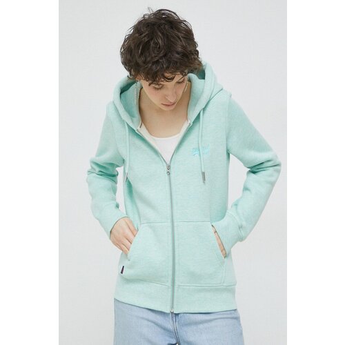 Superdry Bluza ženska, zelena barva, s kapuco Slike