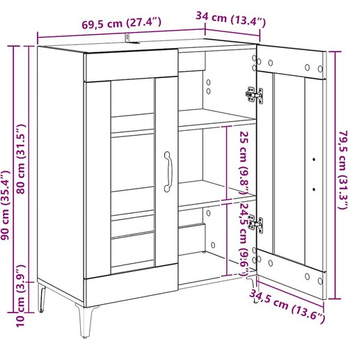  Komoda boja hrasta sonome 69,5x34x90 cm od konstruiranog drva Slike