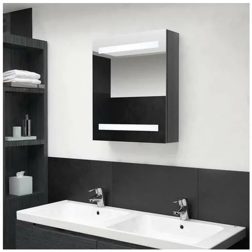  LED kopalniška omarica z ogledalom sijoče siva 50x14x60 cm