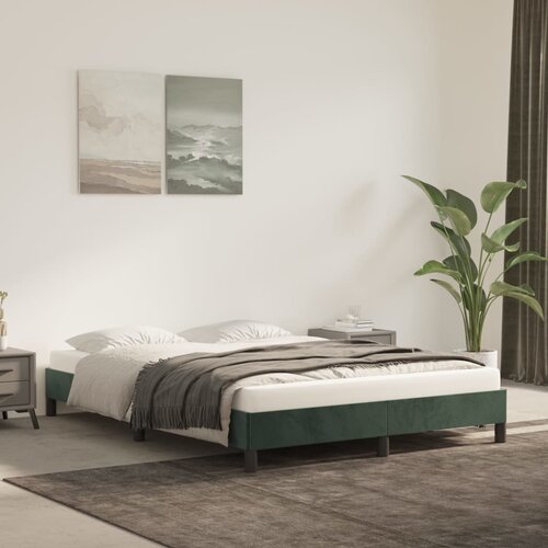 VidaXL Posteljni okvir temno zelen 140x200 cm žamet Slike