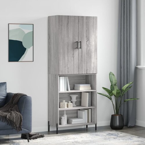 vidaXL Visoka komoda siva sonoma 69,5x34x180 cm inženirski les Cene