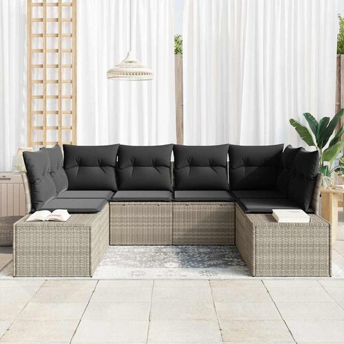  Sjedeća garnitura za vrt 6 kom. Svijetlo siva poliratan 234 x 154 x 69 cm Slike