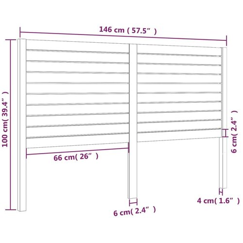  Uzglavlje za krevet 146 x 4 x 100 cm od masivne borovine Slike