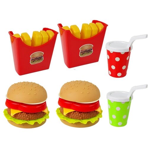  Set Hamburgera i pomfrita sa pladnjom - crveni Slike