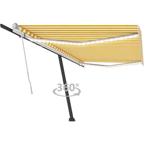  Ročna zložljiva tenda z LED lučkami 500x300 cm rumena in bela Slike