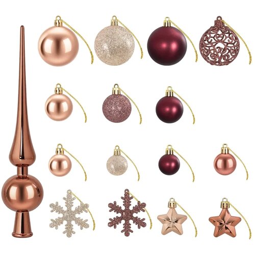  Set božićnih kuglica 111 kom. Boja &amp;scaron;ampanjca i smeđa 6 cm - Boja &amp;scaron;ampanjca i smeđa Slike