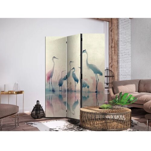  Paravan - Birds by the lake – herons painted in watercolours in delicate grey and pink colours 135x172 Akustični Cene