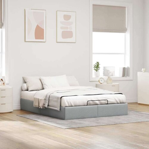 VidaXL Okvir kreveta bez madraca svjetlosivi 140 x 200 cm od tkanine Slike