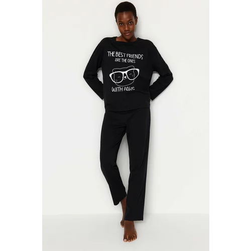 Trendyol Pajama Set - Black - Slogan