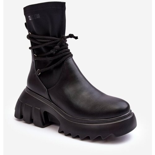 Big Star Lace-up Boots on Massive Platform Black Big Star Cene