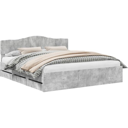  Krevetna konstrukcija s ladicama Betonski sivi 180 x 200 cm Siva 206 x 183 x 90 cm Slike