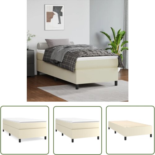 The Living Store Posteljni okvir krem 90x200 cm umetno usnje - Posteljni Okvir, (21737531) Slike
