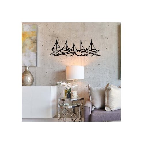 Opviq Zidna dekoracija Brodovi u vodi, 68x24 cm, 1,2 mm, Crna Slike