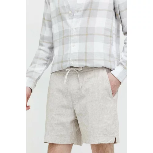 Abercrombie & Fitch Kratke hlače iz mešanice lana bež barva