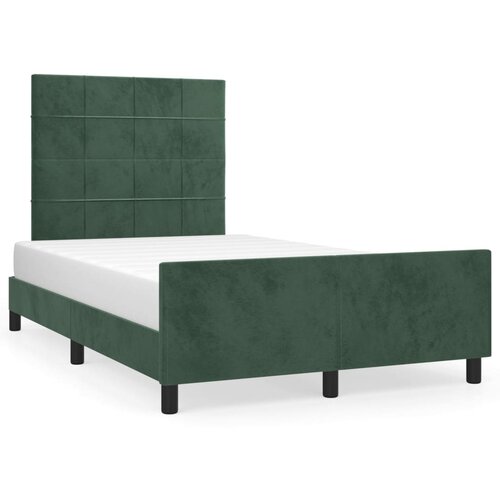 vidaXL Posteljni okvir z vzglavjem temno zelen 120x200 cm žamet, (20906876) Cene