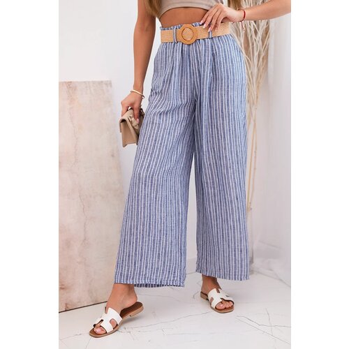 Kesi Włoski Women's wide-leg striped viscose trousers violet Cijene