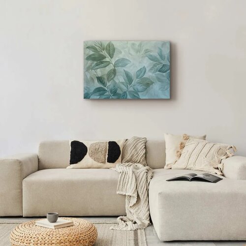  Slika - Large Leaves in Shades of Green-Mint: Botanical Motif 60x40 Cene