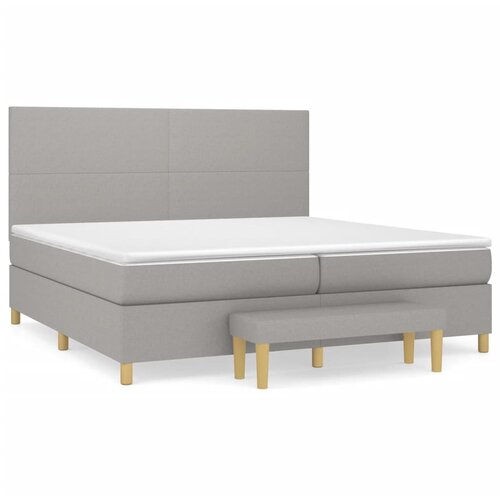 VidaXL Box spring postelja z vzmetnico svetlo siva 200x200 cm blago, (20761208) Slike