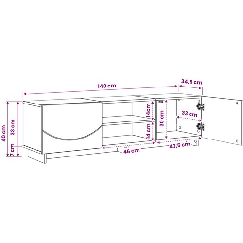  TV stalak 140 x 34.5 x 40 cm Crna Konstruirano drvo Slike