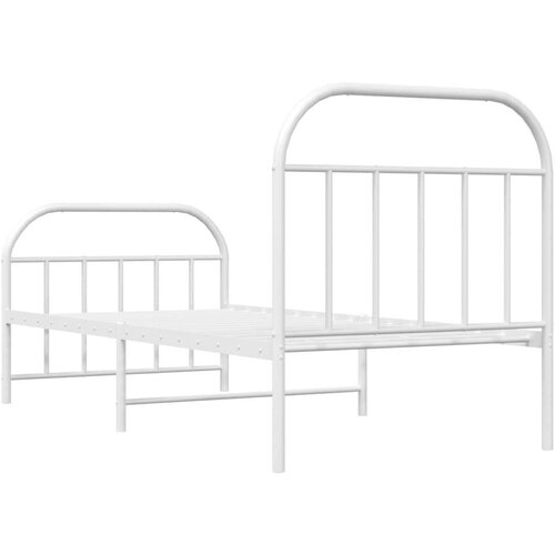 VidaXL Metalni okvir kreveta uzglavlje i podnožje bijeli 90x190 cm Slike