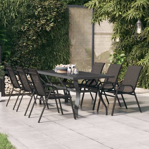 vidaXL Vrtni stol sivo-crni 180 x 80 x 70 cm od čelika i stakla Cijene