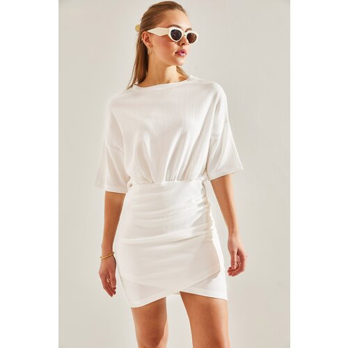 Bianco Lucci Women's Elastic Waist Pleated Front Dress Cijene