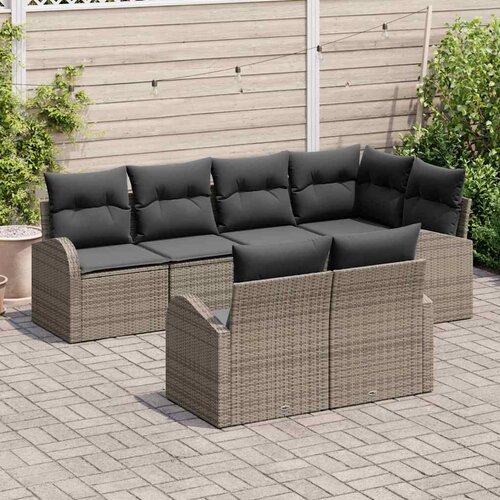  Sjedeća garnitura za vrt 7 kom. Siva poliratan 234 x 124 x 85 cm Slike