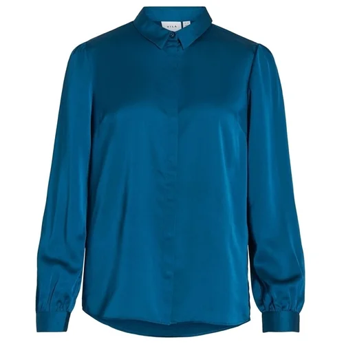 Vila Noos Ellette Satin Shirt - Moroccan Blue Plava