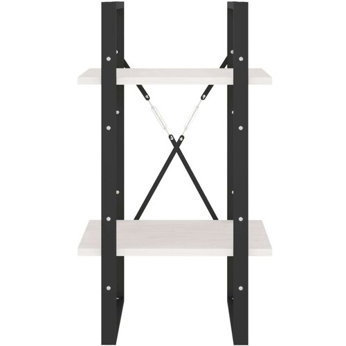 VidaXL Knjižna omara 2-nadstropna bela 40x30x70 cm trdna borovina Slike