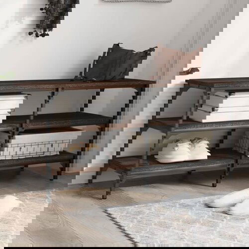 VidaXL Klupa za cipele boja hrasta 100x38 5x49 cm konstruirano drvo Slike