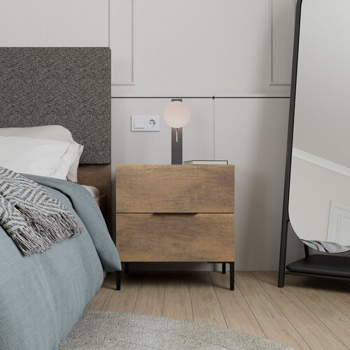 Hanah home noćni ormarić Kmd-1720-Oo-1, 55x59x44 cm, Orah Slike