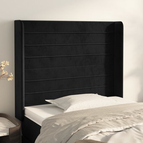  Uzglavlje s ušima crno 93x16x118/128 cm baršunasto Cene