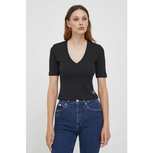 Calvin Klein Jeans Kratka majica ženski, črna barva