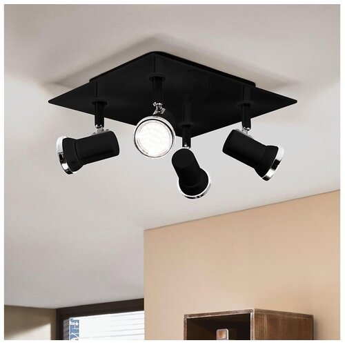 Eglo Tamara 1 spot/4, led, gu10, 4x3,3w, 4x240m, ip44, hrom/crna Slike
