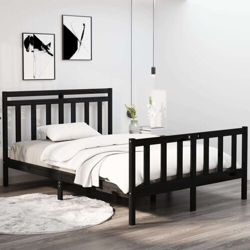  Posteljni okvir črn iz trdnega lesa 140x190 cm, (20644661) Slike